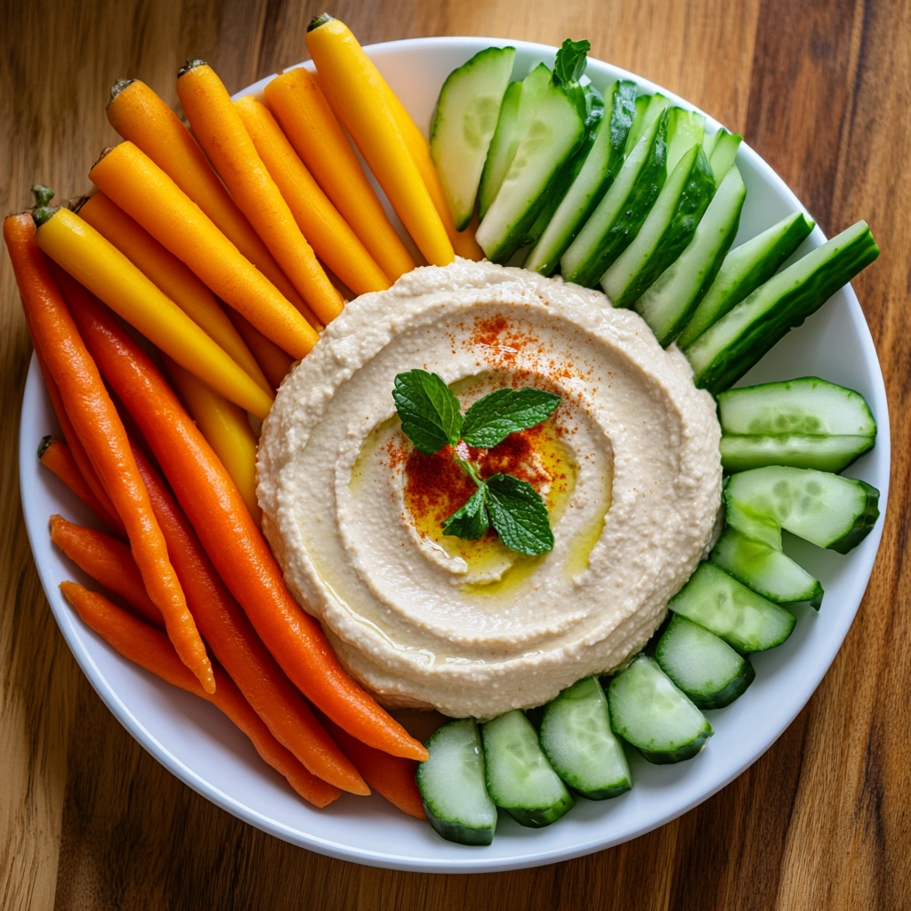 Хумус з овочевими паличками